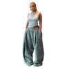 Women’s Y2K Wide-Leg Corduroy Pants High Waist Loose Casual Trousers