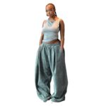 Women’s Y2K Wide-Leg Corduroy Pants High Waist Loose Casual Trousers