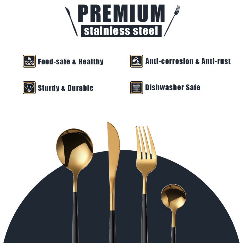24-Piece Gold Stainless Steel Cutlery Set for 6