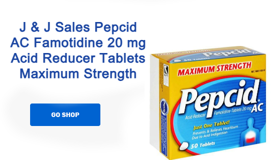J & J Sales Pepcid AC Famotidine 20 mg Acid Reducer Tablets Maximum Strength 2