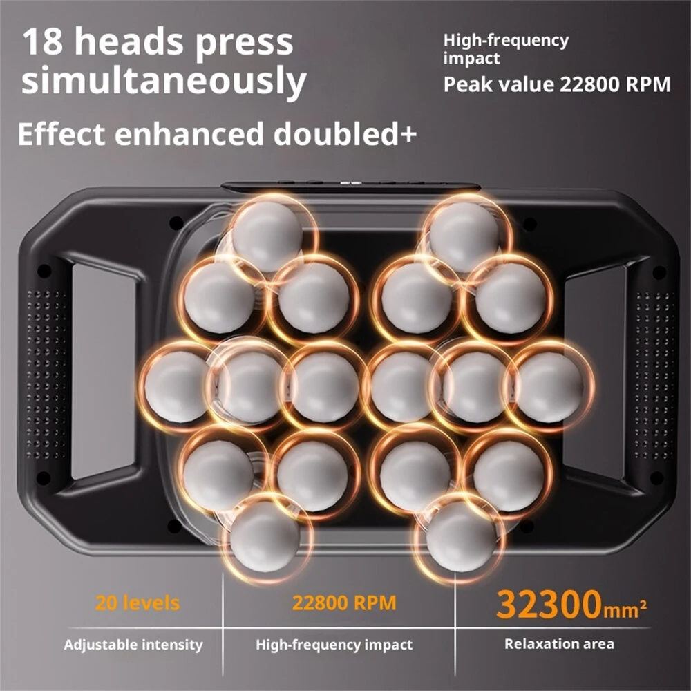 18-Head Fascia Gun Muscle Massager 20 Speed Levels Deep Tissue Percussion Therapy 2000mAh for Body Recovery Fitness Enthusiasts - Image 3
