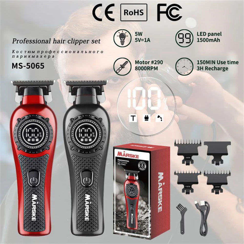 MARSKE MS-5065 Professional Hair Clipper High-Speed Motor LED Display Low Noise USB Rechargeable Long Battery Life Styling Tool - Image 4