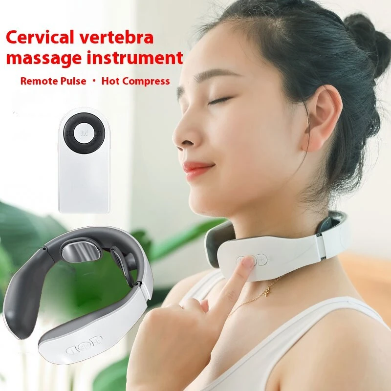 Cervical Massager Neck Shoulder Multifunctional Neck Massager Electromagnetic Pulse Heating Neck Protector with 4 Modes Massage