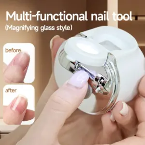 2-in-1 Electric Nail Clipper Trimmer Rechargeable Automatic Nail Grinder with 2.5x Magnifying Glass & LED Light Low Noise Safe for Baby Kids Adults