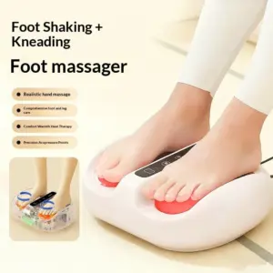 KM-Q7 Foot Massager with Heat Therapy Shiatsu Kneading & Vibration 3 Modes 3 Intensities for Sole Calf Relaxation Home Office Use