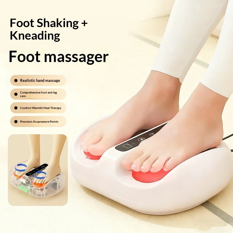 KM-Q7 Foot Massager with Heat Therapy Shiatsu Kneading & Vibration 3 Modes 3 Intensities for Sole Calf Relaxation Home Office Use