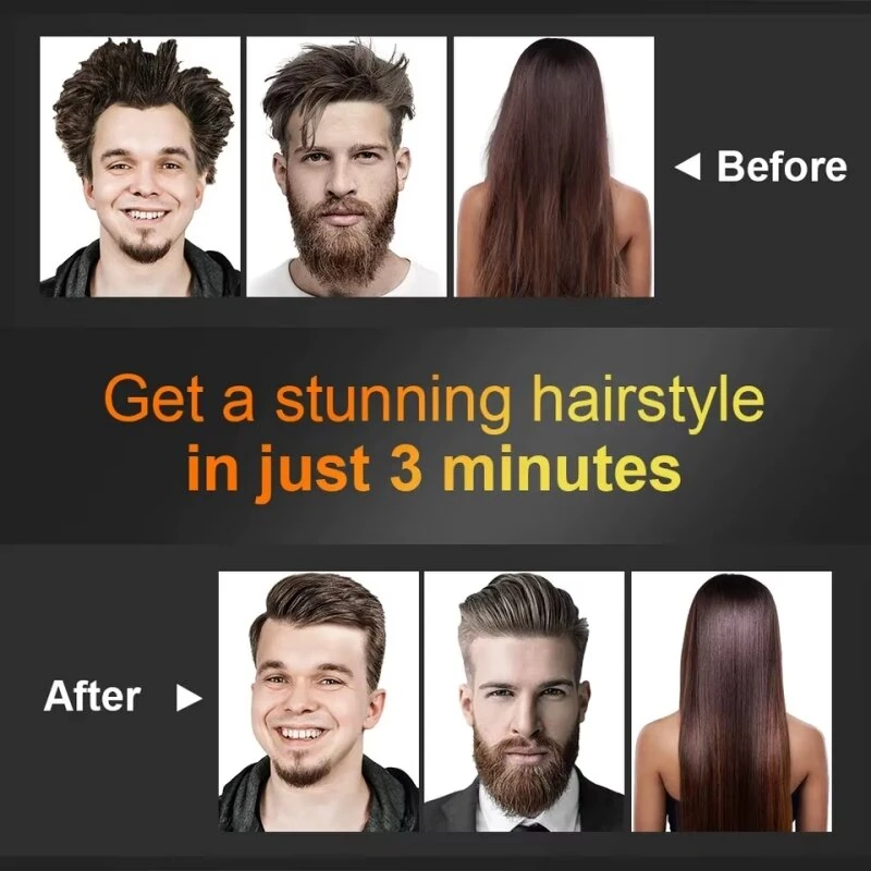 2-In-1 Electric Beard Hair Straightener Brush 12 Heat Settings Adjustable Fast Heating Anti-Scald Design Hair Comb with LCD Display - Image 5