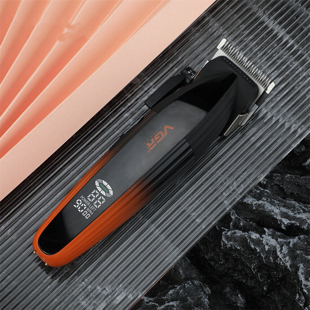 VGR V-889 Professional Hair Clipper with LED Display 9000 RPM Ceramic & Stainless Steel Blades 5-Level Cutting Guide USB Charging for Home Barber Use - Image 3