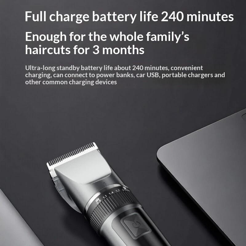 Lenovo Hair Clipper with LED Display 5 Speed Settings 240Min Cordless Use USB Charging 4 Guide Combs Low Noise Hair Trimmer for Home Professional Haircut - Image 5