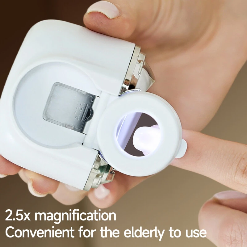 2-in-1 Electric Nail Clipper Trimmer Rechargeable Automatic Nail Grinder with 2.5x Magnifying Glass & LED Light Low Noise Safe for Baby Kids Adults - Image 2