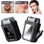 2-In-1 Mini Electric Shaver & Nose Hair Trimmer With LED Display Dual-Ring Shaving Heads Type-C Fast Charging Waterproof Portable Beard Trimmer for Home Travel