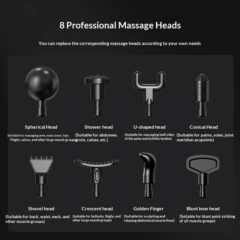 Lenovo Deep Tissue Massage Gun with Storage Case 99 Speed Levels 8 Massage Heads LCD Display Type-C Rechargeable Quiet Muscle Massager - Image 4