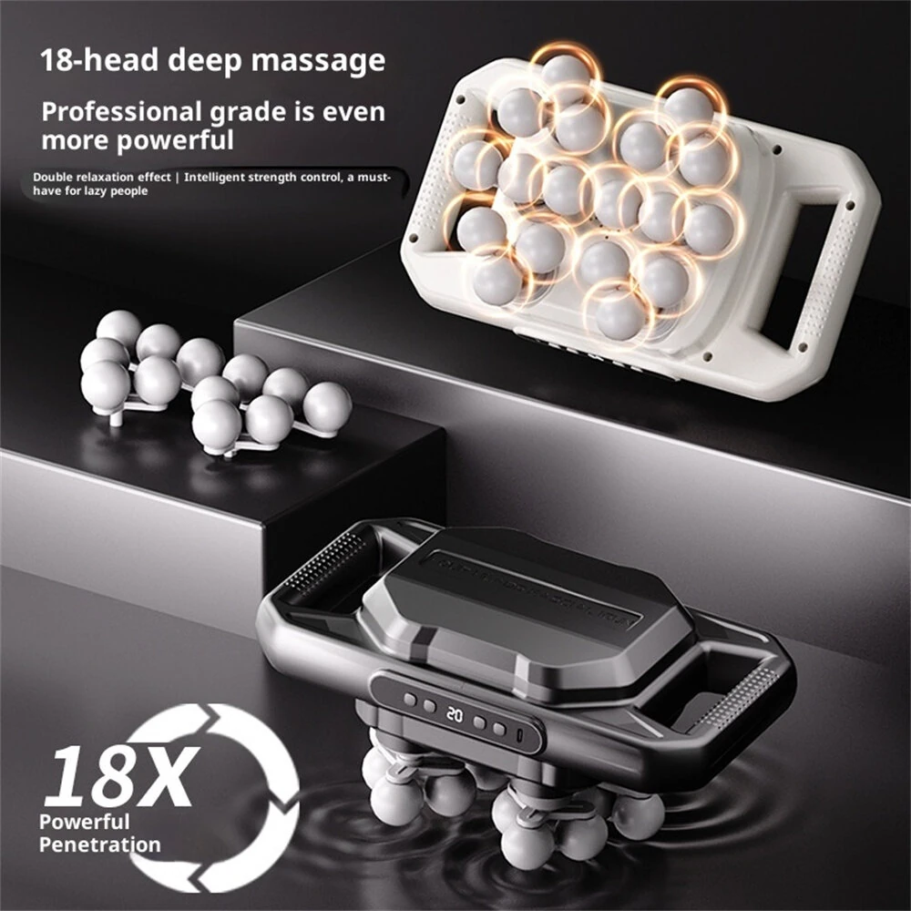 18-Head Fascia Gun Muscle Massager 20 Speed Levels Deep Tissue Percussion Therapy 2000mAh for Body Recovery Fitness Enthusiasts - Image 4