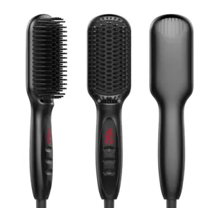 2-In-1 Electric Beard Hair Straightener Brush 12 Heat Settings Adjustable Fast Heating Anti-Scald Design Hair Comb with LCD Display